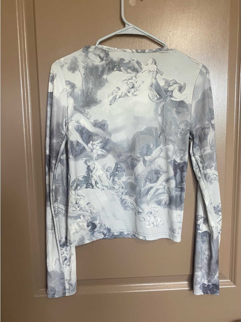 Forever 21 Gray Cherub Print Long-Sleeve Top - Picture 3 of 4